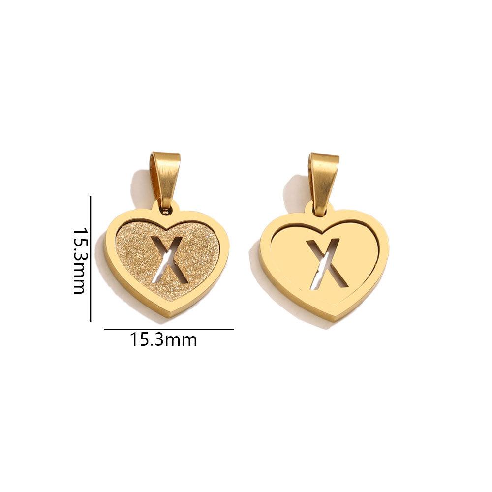 5Pcs/Bag Stainless Steel Gold-plated Heart Letter Pendant DIY Accessory Fashionable Versatile Letter Necklace Pendant