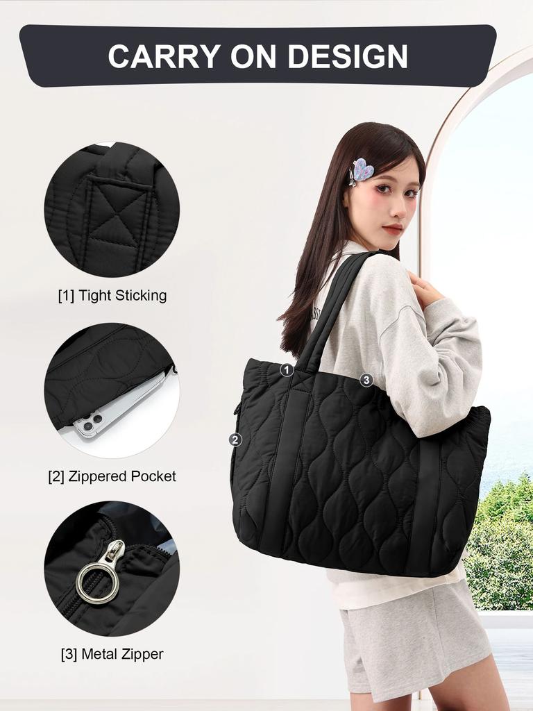 Women's Tote Bag Shoulder Bag Sewing Thread Large Capacity Fashion Advanced Sense Handbag Practical Female's Commuter Laptop Bag