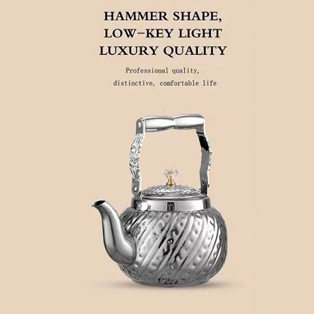Large Capacity Hammered Nonrust Steel Kettles Durable Construction Ergonomic Grip Boiling Water Pot Home Use