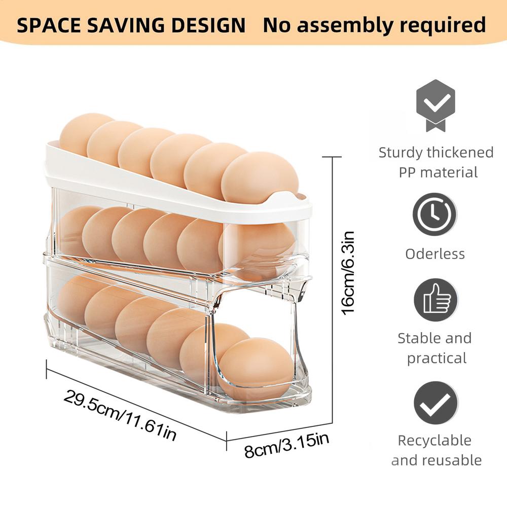 Egg Storage Box Organizer for Refrigerator Rolling Egg Organizer Holder Fridge Storage Organizer Food Storage Container