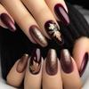 Amber Gold Press On Nail 24PCS Maple Leaf Artwork Comfortable Wear Non Irritating ABS For Weddings Travel