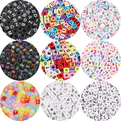 Handmade Bracelet Beads Acrylic Numbers English Letters Beads Handmade DIY Sets of Children's Beads Jewelry Accessories Loose Beads Square Beads