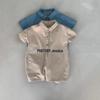 2024 Summer Unisex Children's Korean Denim Romper Shorts - Trendy Infant Toddler Jumpsuit for Outings & Crawling