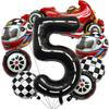8 Pcs Racing Party Decoration 40inch Black Number Balloon Plaid Balloon Tire Balloon Striped Racing Tire Grid Digital