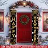 Happy New Year Couplet Banner Golden Black 1 Pair Polyester 180x30cm Indoor Outdoor Decor
