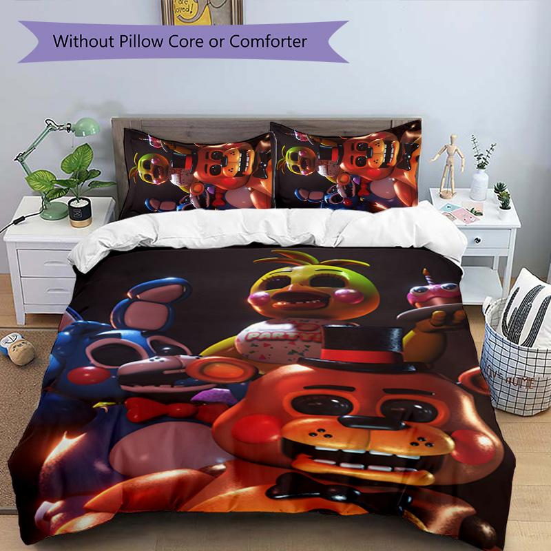Freddy Bear 3pcs Bedding Set Duvet Cover Closure Includes 1 Duvet Cover & 2 Pillowcases for All Seasons Bedroom Home Dorm Decor