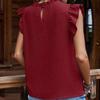 New Summer Pleated Ruffle Flying Sleeve Casual Blouse Women Solid Short Sleeve Round Neck Loose Shirts Women's Clothing Elegant Slim Fit Tops 26595