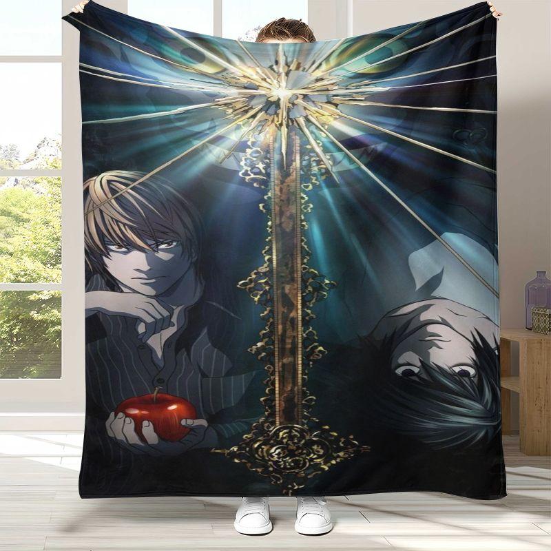 Anime D-DEATH NOTE Ryuk L Kira Cartoon Flannel Blanket,Ultra Soft Warm Plush Throw for Home Bedroom Bed Sofa Cover Office Picnic