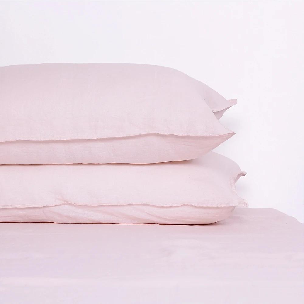 Ensemble de 2 Taies d'oreiller Douces Respirantes 100% Lin Housse de Coussin Décoratif Carré Différentes Tailles pour Lit Canapé Sofa Enveloppe