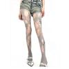 Sexy Broken Hole Lace Tights for Women Fashion Fishnet Long Stockings Easy Tearable Y2K Pantyhose Hollow Out Female Leggings