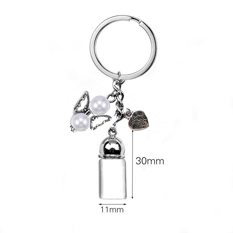 Chaveiro de Garrafa Vazia de Vidro Pingente Transparente Frascos de Óleos Essenciais Perfume Mini Garrafa dos Desejos Chaveiro Para Artesanato DIY