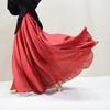 Qooth Pleated A-Line Midi Skirt Vintage Floral Print High-Waist Design Slimming Office Half Skirt for Women QT2954