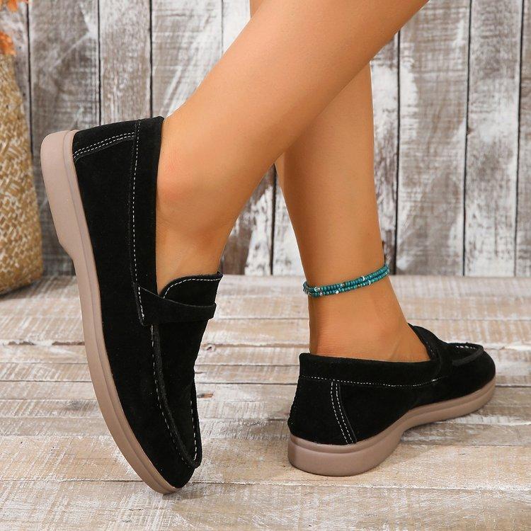 

Женские мокасины Lazy с одной педалью, новинка 2025 года, повседневная обувь на плоской подошве, ретро-туфли в британском стиле, большие размеры, женские мокасины 35 чёрный