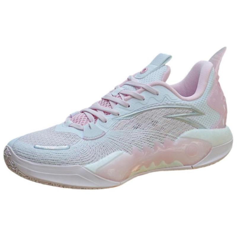 Anta Frenzy 5team Cushioning Wear-Resistant Mid-Top Basketball Shoes Men's White Pink Sneakers 112421606S-5