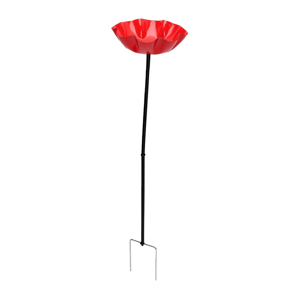 Handmade Metal Flower Garden Bird Bath with Stake Bird Feeder Water Station Outdoor Decor for Birds Bees Easy Install