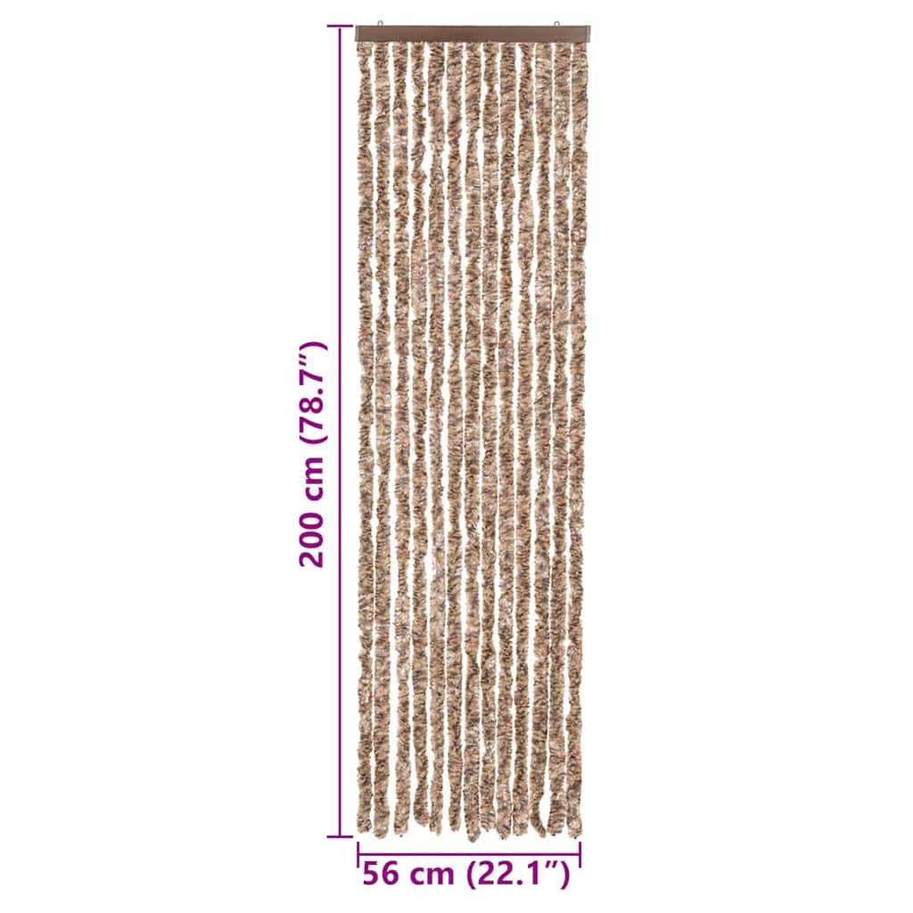 Fly Screen Curtain Beige and Dark Brown 56 x 200 cm Chenille