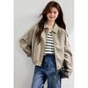 Women's Polo Collar Faux Leather Jacket V9016W20