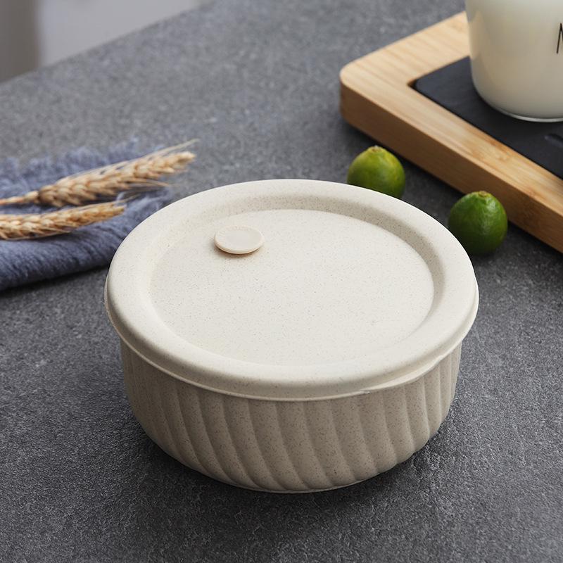 Wheat Straw Cutlery Set: Office Worker and Student Lunch Bento Box with Fresh-Keeping Lid