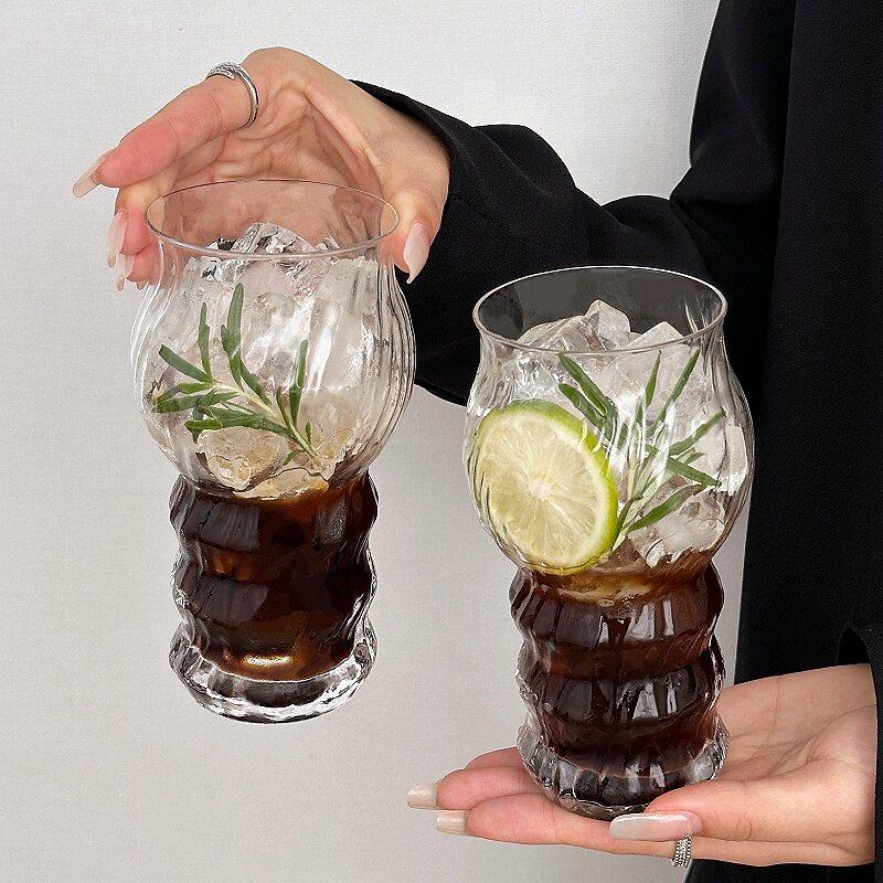 Ins Creative Transparent Glass Cups Cold Coffee Mug Ice Juice Cocktail Football Game Party Beer Drinking Cup Water Wine Bottle