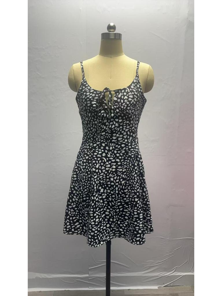 2025 Sommer Damen Europäisches & Amerikanisches Gepunktetes Ärmelloses Trägerkleid