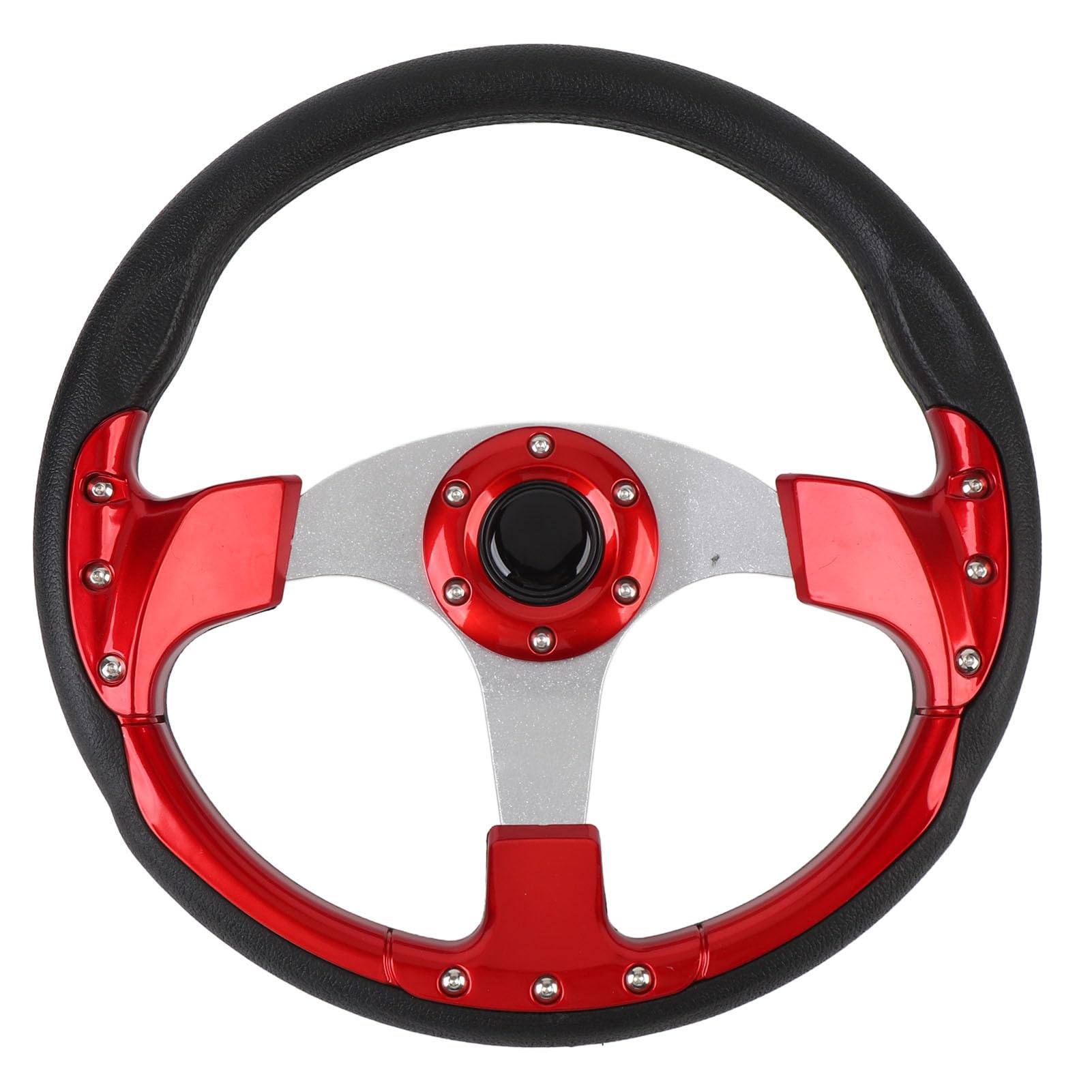 

14-inch Racing Steering Wheel, 6-Hole Hub Adapter for Car Steering Wheel, PU & Aluminum, Universal Driving Wheel with Vehicle Horn Button (Red)