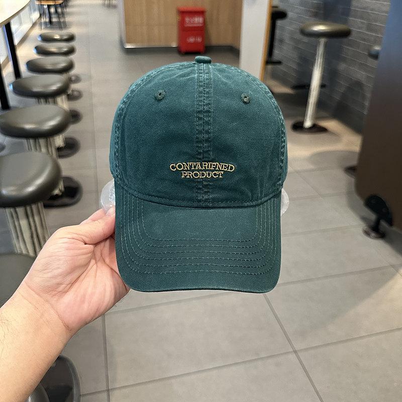 Washed and Old Letters Simple Casual Baseball Cap Young Couple Spring and Summer Street Versatile Curved Brim Hat Men