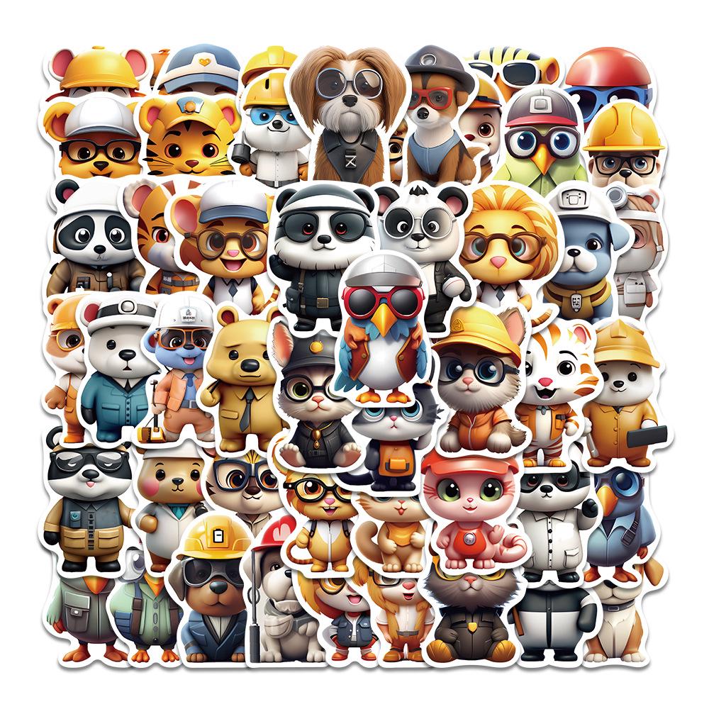 Sada samolepek divoké zvěře: Los, Alpaka, Panda & Lev