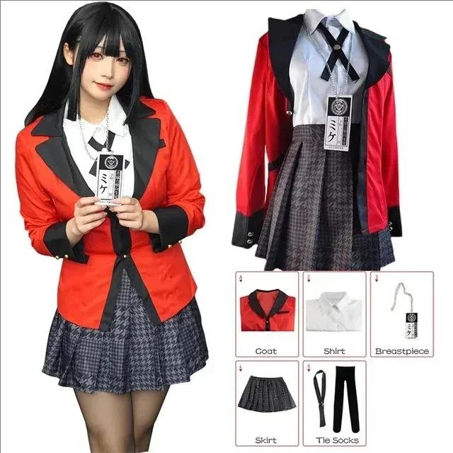 Nieuwe Anime Kakegurui Cosplay Jabami Yumeko Kostuum Momobami Kirari Jk Schooluniform Ryota Suzui Yomoduki Runa Volledige set Hoodie S red