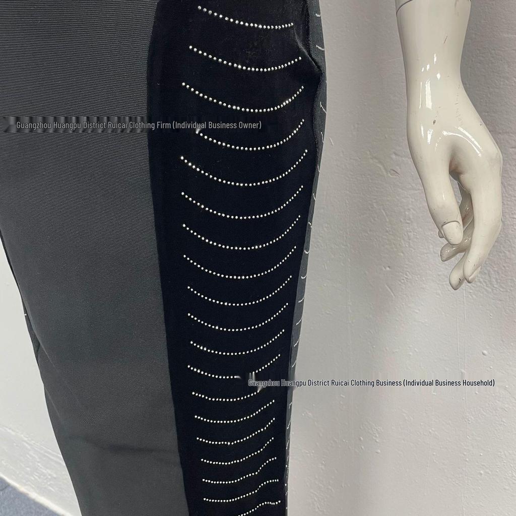 Europäisch-amerikanischer Stil Sexy Tief ausgeschnittenes Bandagen-Abendkleid mit Strasssteinen