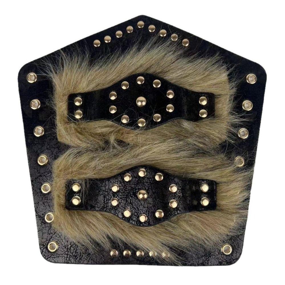 Three-Strap Viking Wrist Guards Faux Leather Faux Fur Wrist Guard  Knight Costume