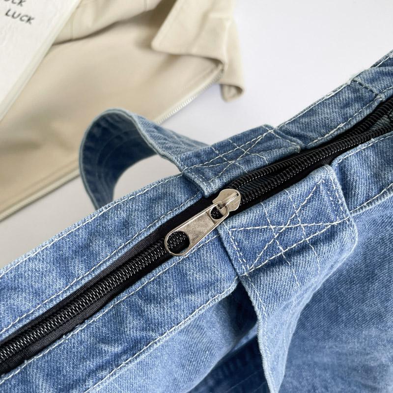 Vintage Denim Bag Women's Large Capacity Lightweight Handbag Tote Bag Student Class Crossbody Bag