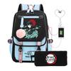 Two-dimensional Peripheral Day Man Ghost Extinguishing Backpack Pencil Bag Large Capacity Student Leisure Schoolbag with USB Port