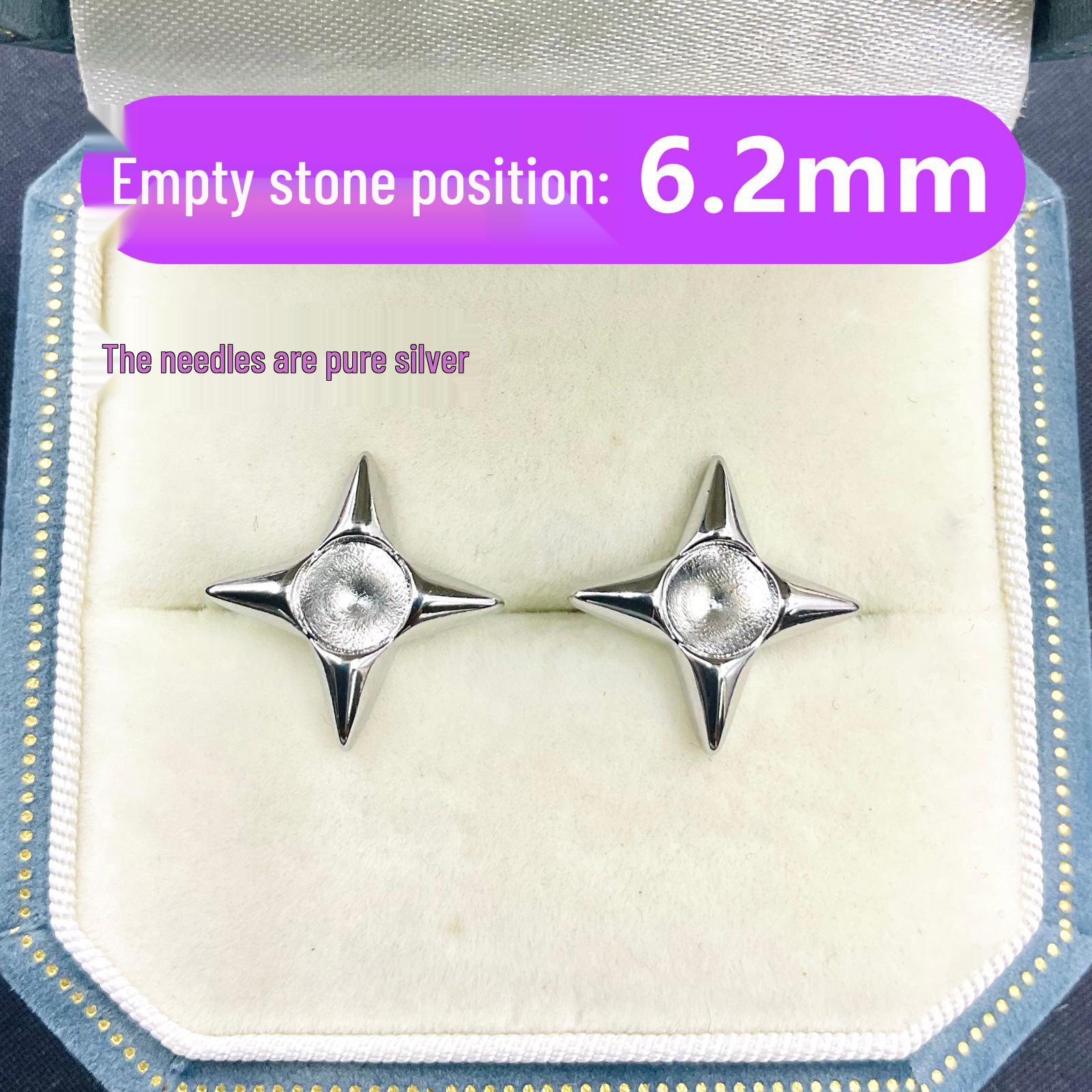 

Four-Pointed Star Earrings: S925 Sterling Silver with 6.2mm Huazi Diamond Inlay