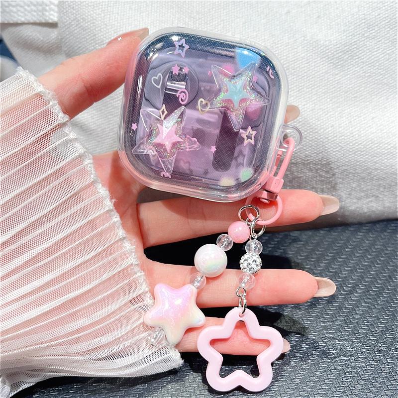 Cute Clear Silicone Headphone Case with 3D Pendants for Samsung Galaxy Buds 4/4pro Wireless Bluetooth Shockproof Earphone Cover