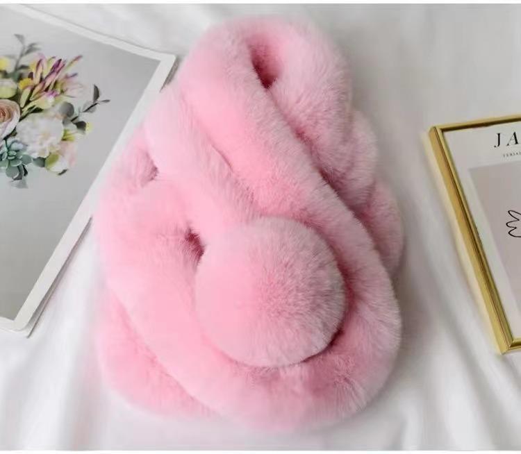 Unisex Faux Rex Rabbit Fur Snood: Cozy Korean Style Plush Neck Warmer for Winter