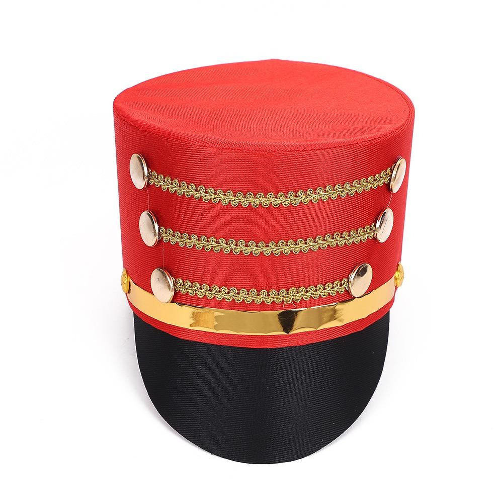 Wide Brim Hat-nutcrackers Breathable Cosplay Show Drum Major Master Hats Gold Trim Strips Soldier Top Cap
