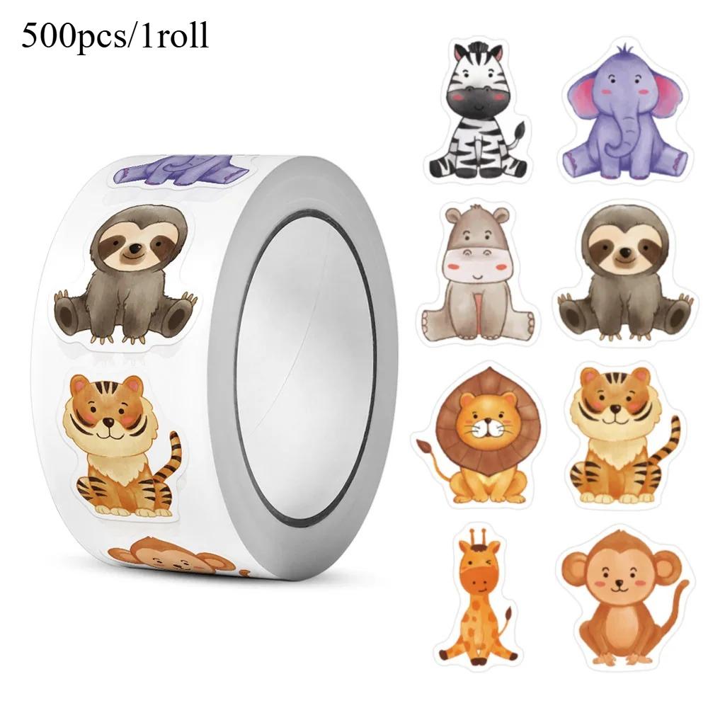 

500pcs/roll Grassland Animals Stickers Graffiti Game Art Labels Learning Rewards Stickers Laptop Decals Scrapbooking Supplies
