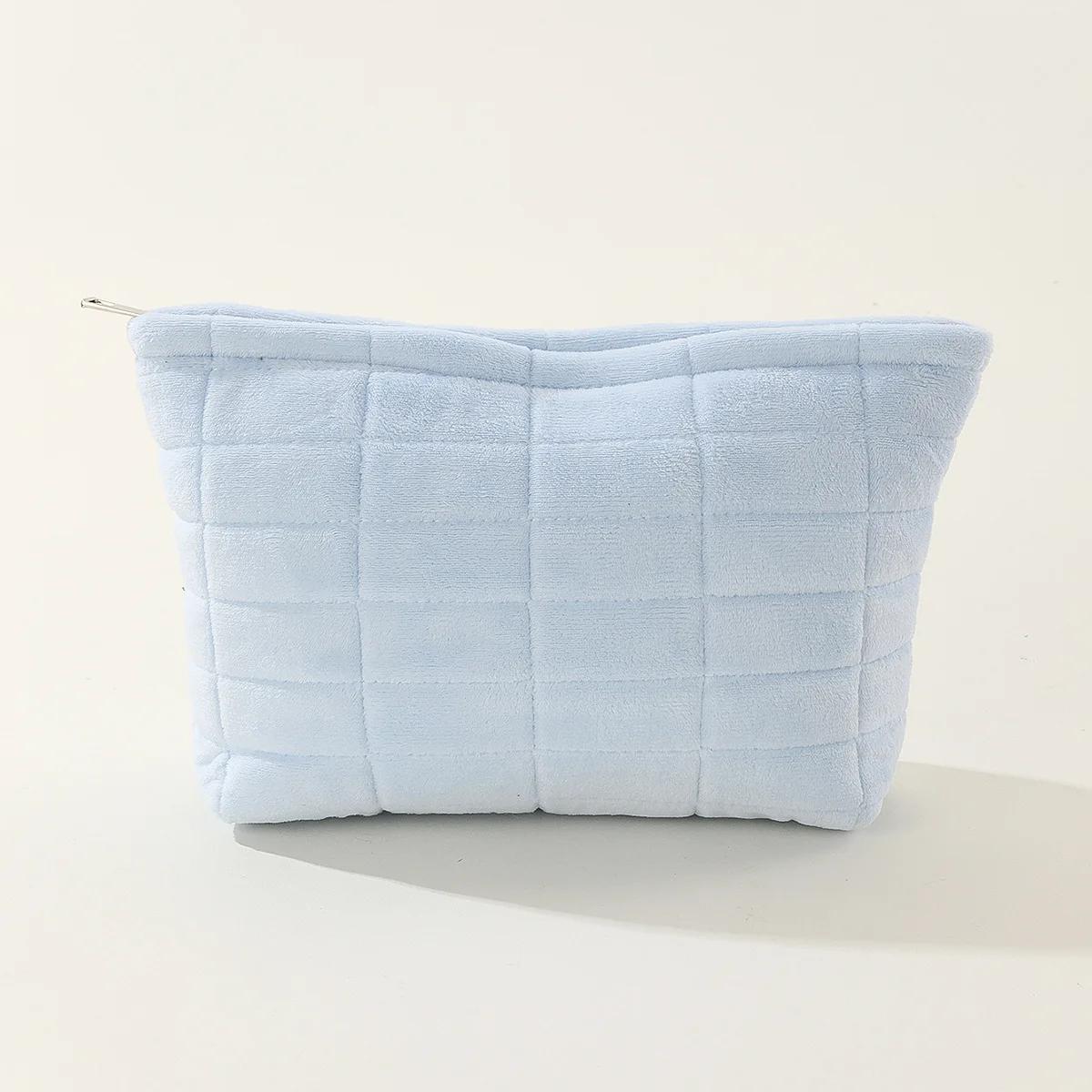 

Меховая мягкая дорожная косметичка, чехол для хранения косметики, кошельки для женщин, большая вместимость, на молнии, органайзер для косметики, сумки для хранения синий