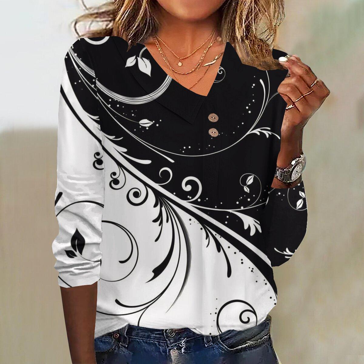 

2023 Осенний новый модный женский повседневный топ с рукавом 3/4 и принтом больших размеров