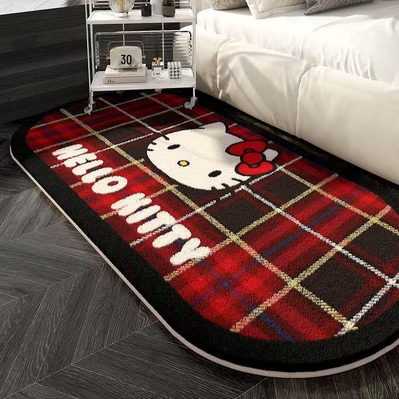 Cartoon Kitty Imitation Cashmere Anti-Slip Rug for Bedroom & Living Room