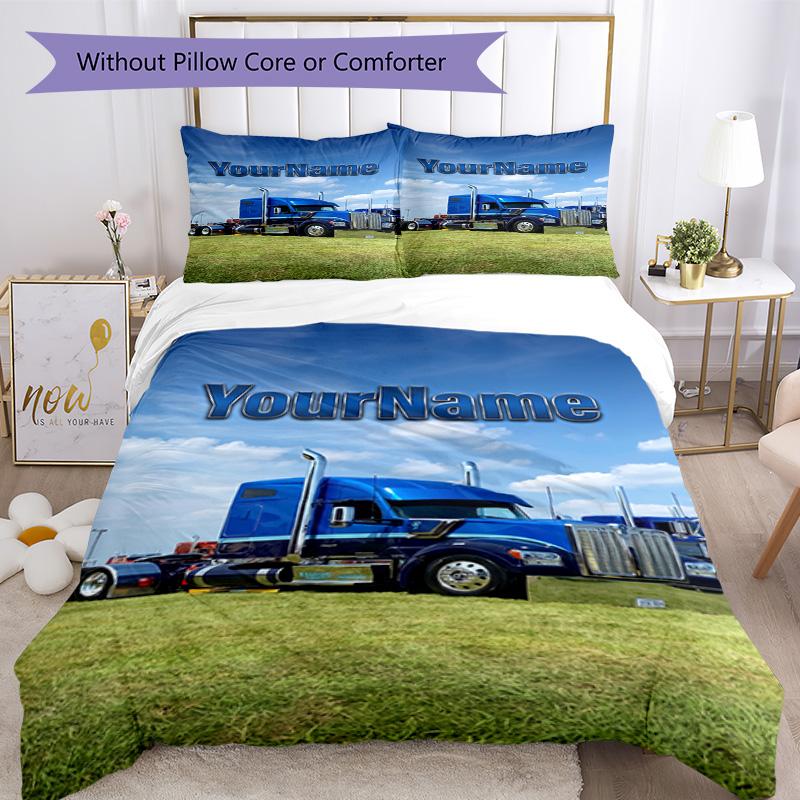Kw Camions Lourds Personnalisez votre nom Ensemble de Literie Housse de Couette Respirante avec Taies d'Oreiller Décoration de la Maison Cadeau d'Anniversaire