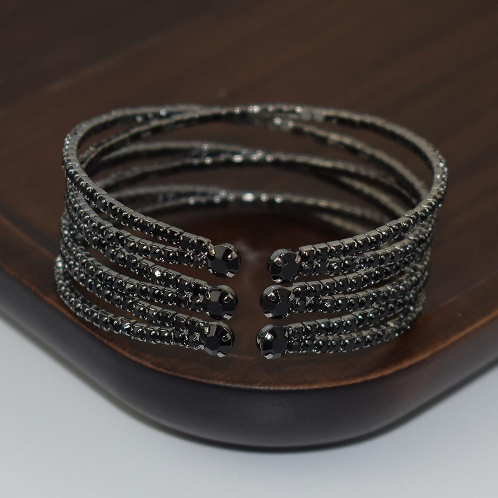 Korean Retro Geometric Rhinestone Double Cross Bracelet Temperament Wild Blogger Style