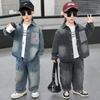 Jungen Denim Zweiteiler Herbst 2026 Lässiges Kinder Outfit Langarm Oberteil Hose Alter 3-8