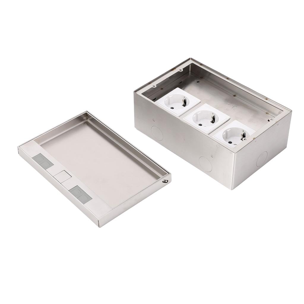 Recessed Floor Socket 4000W 3 Outlets Embedded Floor Receptacle Box for Office Hotel School