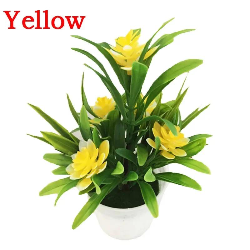 Artificial Flower Potted Plant - Fake Flower Model for Wedding Party Decoration Home Office Ornament Plastic Simulation Greenery