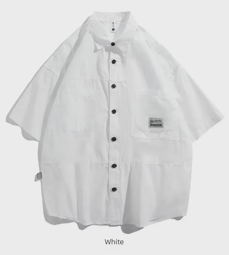 Men's Trendy Korean Hong Kong Style Loose Short-Sleeve Casual Shirt