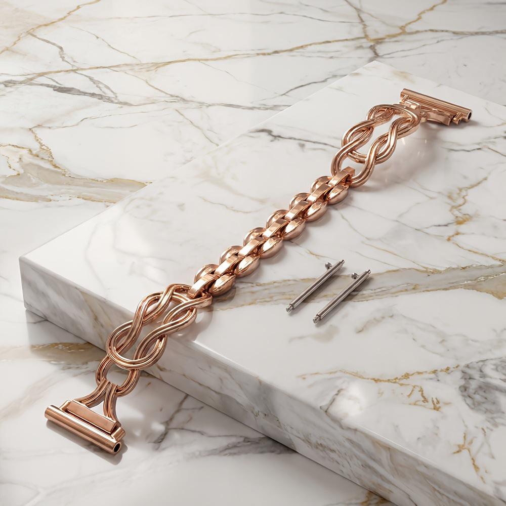 

Premium Metal Texture Smart Watch Strap for Apple Watch 38-49mm & Samsung 20/22mm 42/44/45/46/49mm рожевий колір золота