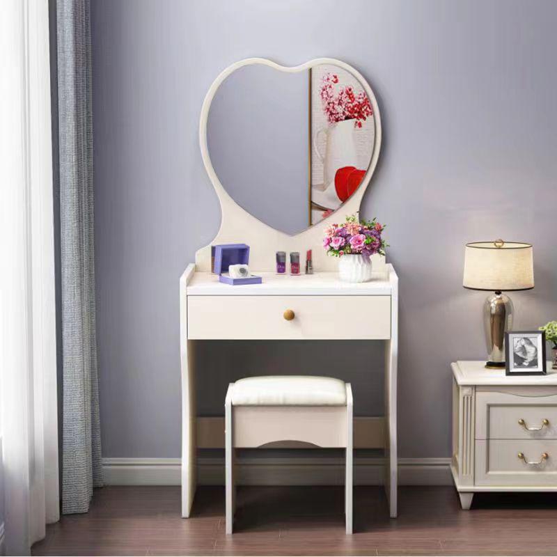 Compact Modern Makeup Dressing Table with Sliding Mirror and Integrated Storage