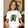 European Sizes A Fun Cat-Themed T-Shirt with a Switch Pattern, Perfect for Summer Casual Wear for Girls