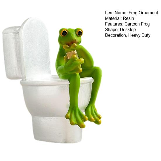 Cartoon Frog Figurine Kissing Meditation Toilet Frog Statue Resin Animal